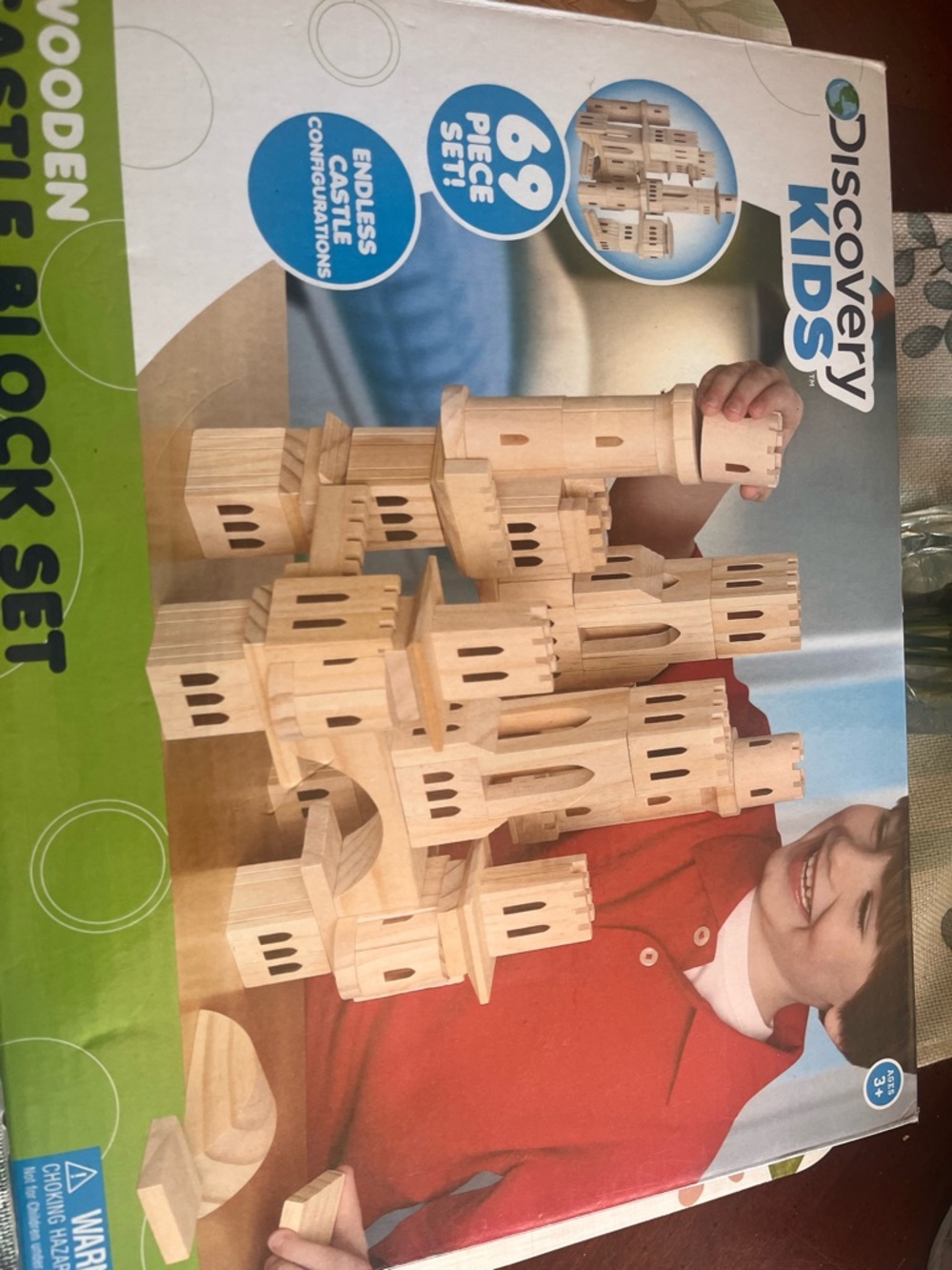 Discovery Kids Natural Wood Castle Building Blocks - Beige
